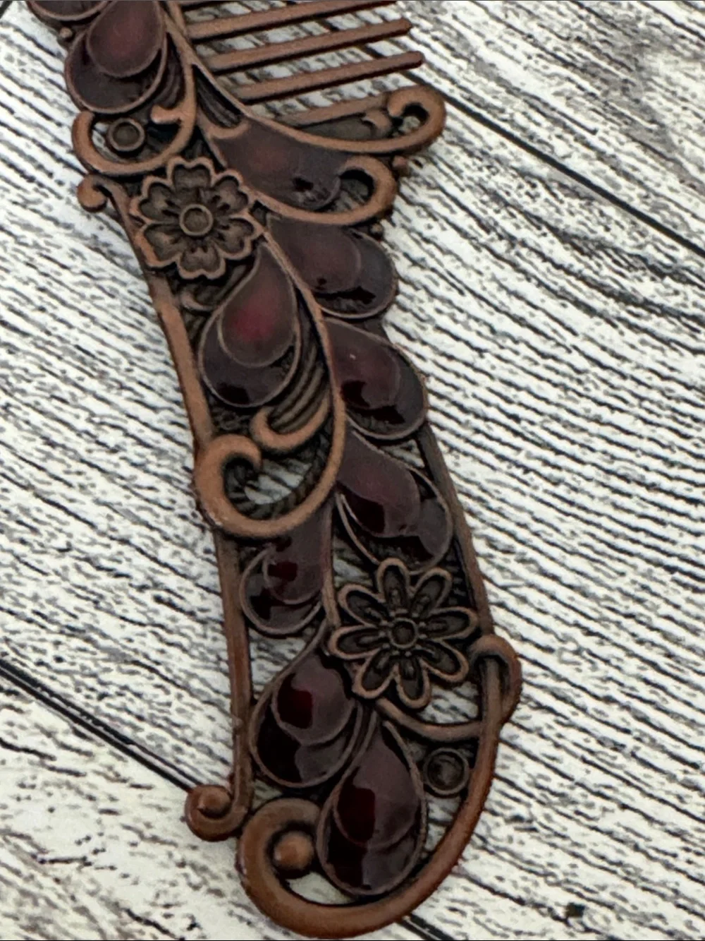 Peacock Design Bronze Finish Mirror & Comb Set NWOT